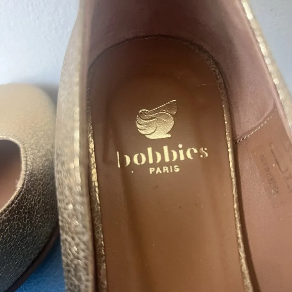Gold Bobbie’s Of Paris Leather Mary Jane’s Made In Portugal - Picture 4 of 5